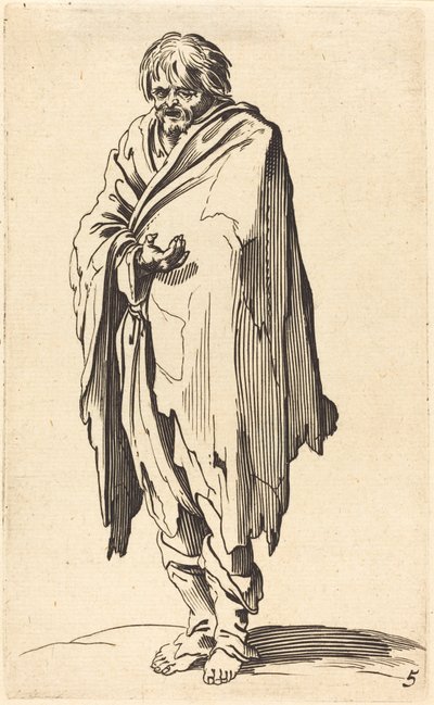 Beggar with Bare Head and Feet by After Jacques Callot