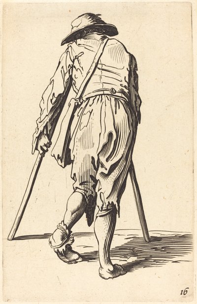 Beggar with Crutches and Hat, Back View by After Jacques Callot