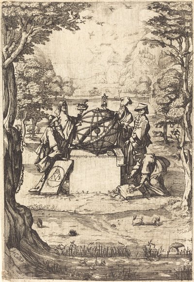 Frontispiece for the Sacred Cosmologia (Title With Astrologers) by After Jacques Callot