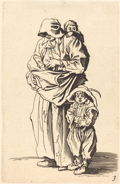 Mother and Three Children by After Jacques Callot