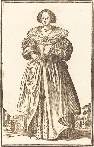 Noble Woman with Fan by After Jacques Callot