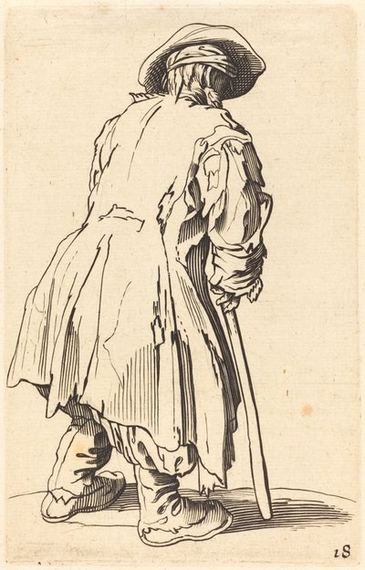 Old Beggar with One Crutch by After Jacques Callot
