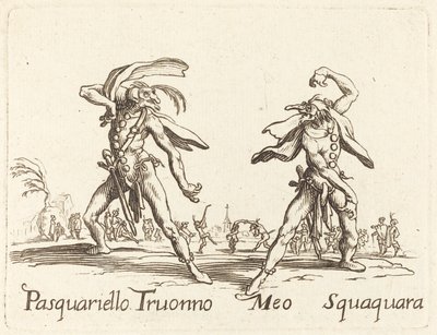 Pasquariello Truonno and Meo Squaquara by After Jacques Callot