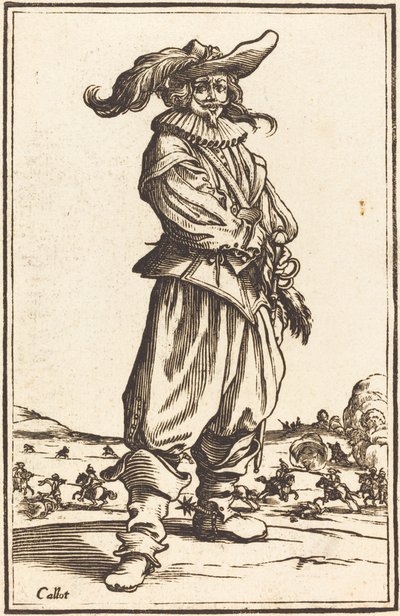 Soldier with Feathered Cap by After Jacques Callot