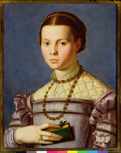 Portrait of a Young Girl Holding a Book by Agnolo Bronzino
