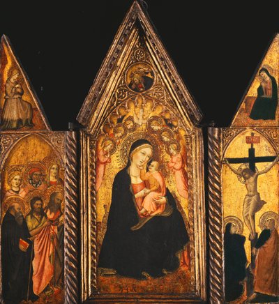 A Portable Triptych with the Madonna and Child Enthroned with Angels by Agnolo Gaddi