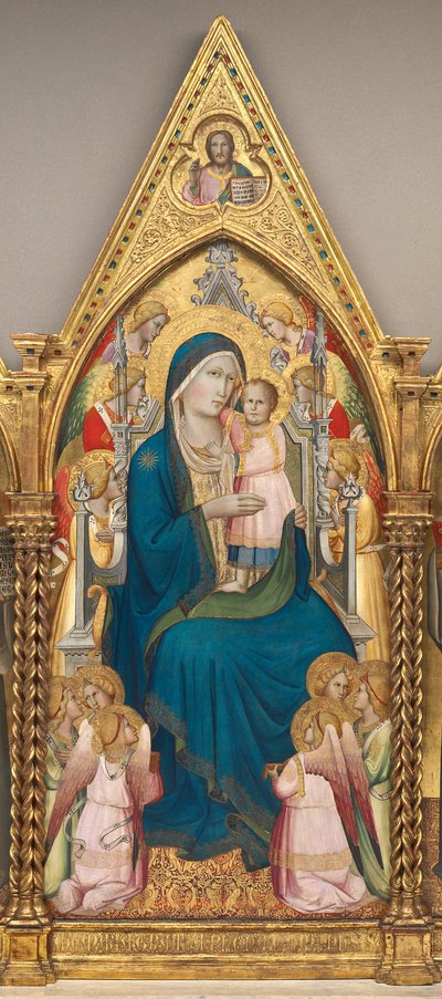 Madonna and Child Enthroned with Twelve Angels, and with the Blessing Christ (middle panel) by Agnolo Gaddi