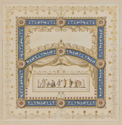 Ceiling Designs in the Antique Manner, with Central Scenes of the Gods in Friezes by Agostino (attr.) Brunias