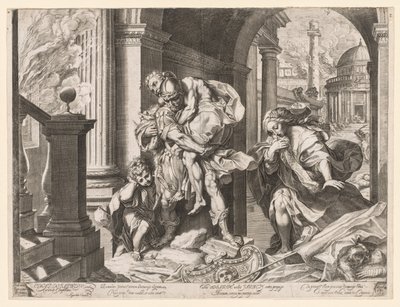 Aeneas and His Family Fleeing Troy by Agostino Carracci