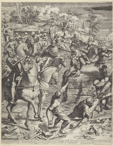 Crucifixion of Christ (left part) by Agostino Carracci