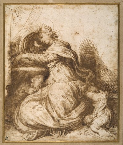 Madonna and Child with St John, all asleep by Agostino Carracci