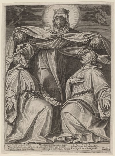 The Madonna Protecting Two Members of a Confraternity by Agostino Carracci after Veronese