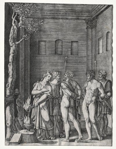 Orestes and Pylades Brought to Iphigenia for Sacrifice by Agostino Musi