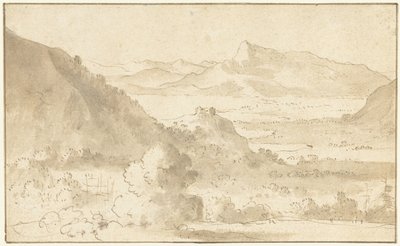 Mountain Landscape with a Lake and a Castle by Agostino Tassi (possibly)