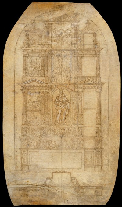 Drawing of an Altarpiece of the Virgin of the Rose by Agustí Pujol II