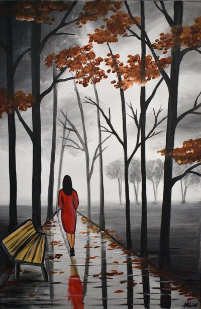 Autumn Path Red Dress by Aisha Haider