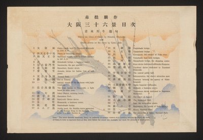Table of Contents (Thirty-Six Views of Osaka by Rinsaku Akamatsu with Haiku Poems on the Views by Getto Aoki) by Akamatsu Rinsaku