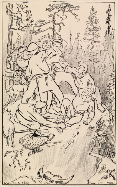 Fight on the Hiidenkivi Rock by Akseli Gallen-Kallela