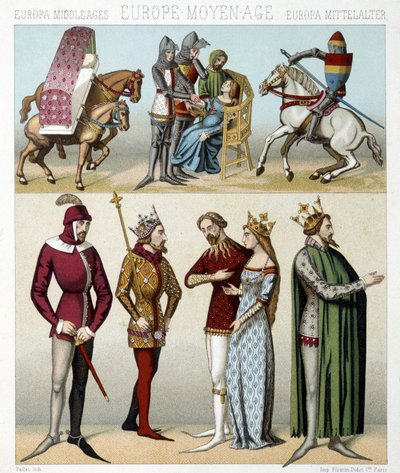 Costumes of the Middle Ages in France. Illustration in 