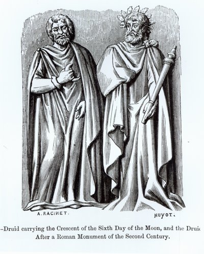 Two Druids, One Carrying the Crescent of the Sixth Day of the Moon, after a Roman Monument of the Second Century, Illustration from Science and Literature in the Middle Ages and the Renaissance by Albert Charles August Racinet