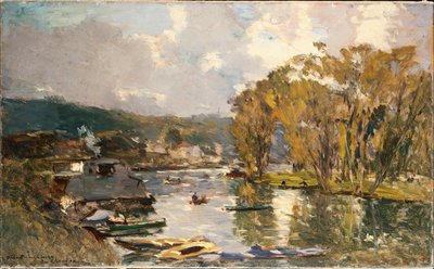 The Small Branch of the River Seine at Bas-Meudon on an Autumn Evening by Albert Charles Lebourg
