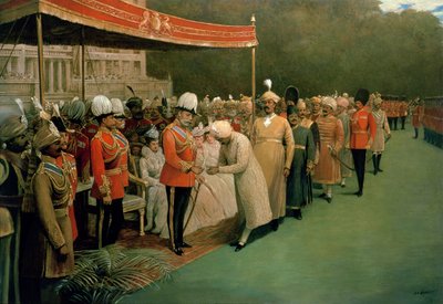 Edward VII receiving Maharajahs and Dignitaries Prior to his Coronation by Albert E. Harris