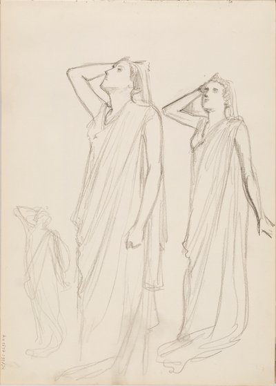 Aino Ackté as Alcestis, Three Sketches by Albert Edelfelt
