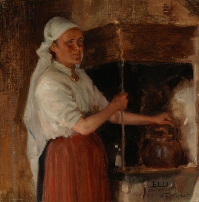Elli Jäppinen at the Stove, Study by Albert Edelfelt