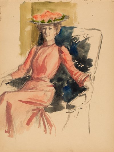 Seated Woman with a Hat by Albert Edelfelt