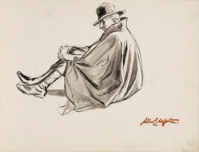 Seated Man in a Cloak by Albert Edelfelt