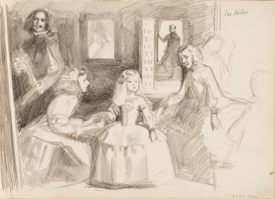 Las Meninas, Sketch after Diego Velázquez by Albert Edelfelt