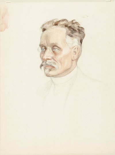 Portrait Study of Professor J. W. Runeberg, Face by Albert Edelfelt