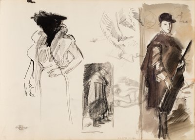 Sketches, Menippus and Cardinal-Infante Ferdinand of Austria, in Hunting Dress after Diego Velázquez and a Sketch for Portrait of the Opera Singer Aino Ackté by Albert Edelfelt