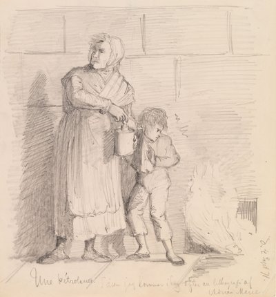 A Female Arsonist, Sketch after a Lithograph by Adrien Marie by Albert Edelfelt