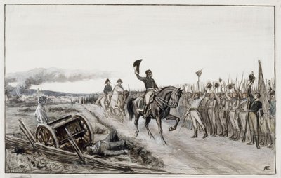 Von Döbeln Greeting His Troops from the Poem Number Fifteen Stolt (Original Drawing for the Tales of Ensign Stål) by Albert Edelfelt
