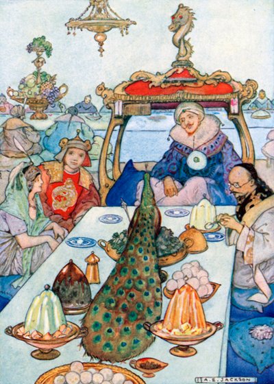The Sultan Sat at the First Table and Ate with His Daughter. Aladdin and the Grand Vizier by Albert Edward Jackson