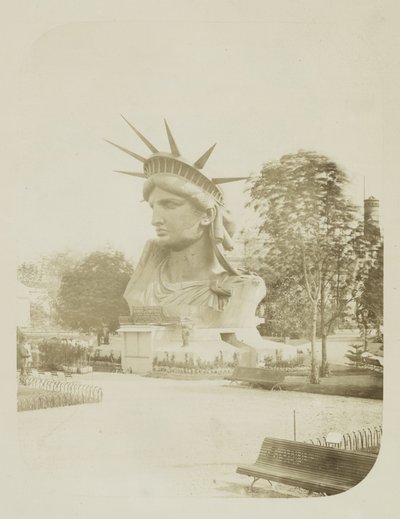 Head of the Statue of Liberty on Display in a Park in Paris by Albert Fernique