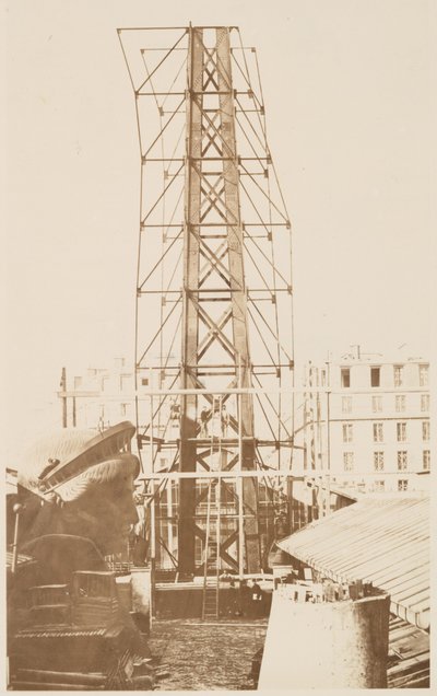 Scaffolding for the Assemblage of the Statue of Liberty, the Head Shown at Left, Paris by Albert Fernique