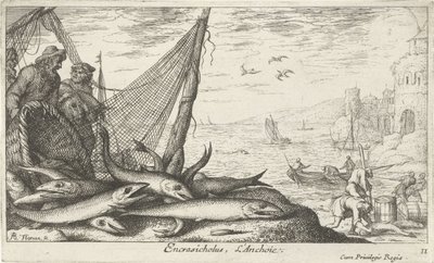 Anchovies by a Basket and Fishing Net by Albert Flamen