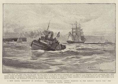 A New Social Movement in Australia, Emigrants leaving Sydney Harbour in the Barque Royal Tar for Paraguay, South America by Albert Henry Fullwood