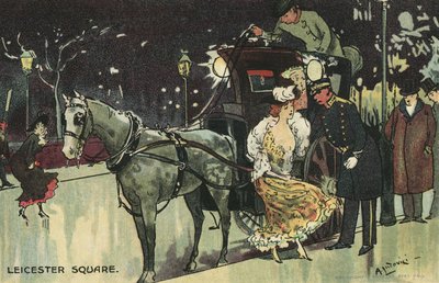 Woman Leaving a Carriage, Leicester Square by Albert Jnr. Ludovici