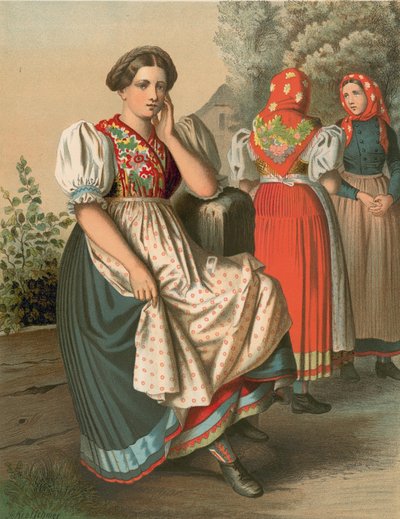 German Costume, Schlesien, Tzarnowany by Albert Kretschmer