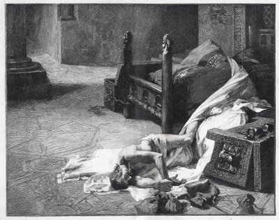 Death of William the Conqueror - First Norman king of England. Death of William I the Conquerant - engraving after the painting by Albert Maignan by Albert Pierre René (after) Maignan