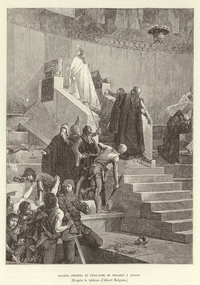 Sciarra Colonna and Guillaume de Nogaret Confronting Pope Boniface VIII at Anagni, Italy by Albert Pierre Rene Maignan
