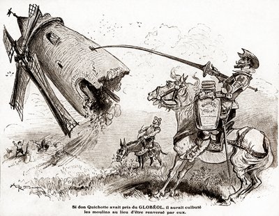 Don Quixote (for an Advertisement for the Fortifying Globeol, c.1916) by Albert Robida