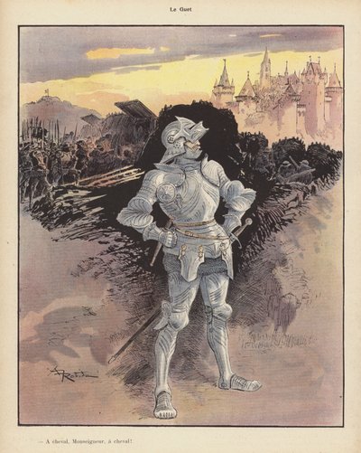 The Watch; Soldier in Armour Watching the Siege of a City by Albert Robida