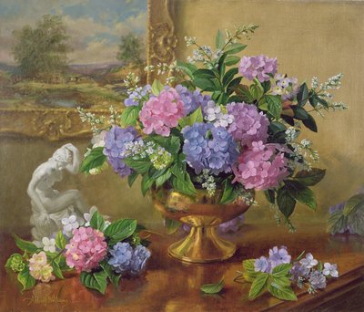 Still Life of Hydrangeas and Lilacs by Albert Williams