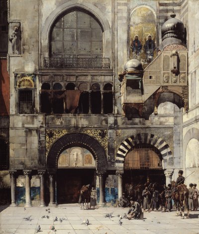 Circassian Cavalry Awaiting their Commanding Officer at the Door of a Byzantine Monument, Memory of the Orient, 1880 by Alberto Pasini