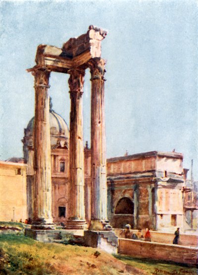 Temple of Vespasian from the Portico of the Dii Consentes by Alberto Pisa
