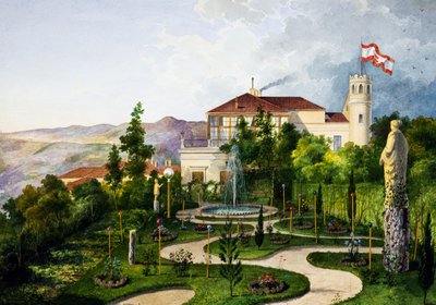 Exterior with Garden, South-West of Villa Lazzarovic Trieste Residence of Maximilian of Habsburg by Alberto Prosdocini or Prosdocimi
